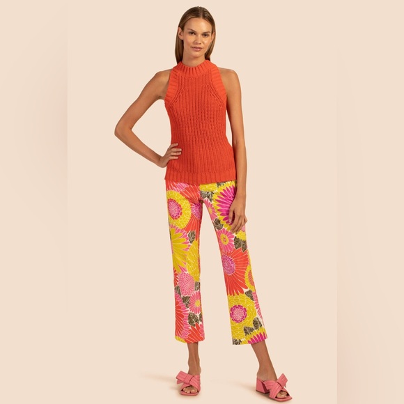 Trina Turk Pants - Trina Turk Women’s Lutton Floral Cropped Pant 4 Kick Flare Botanical Jacquard